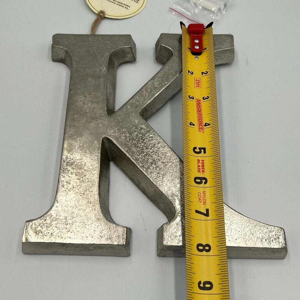 HomeGoods Letter K Wall Decor Unisex 8in Silver Brand New Cast Metal Industrial